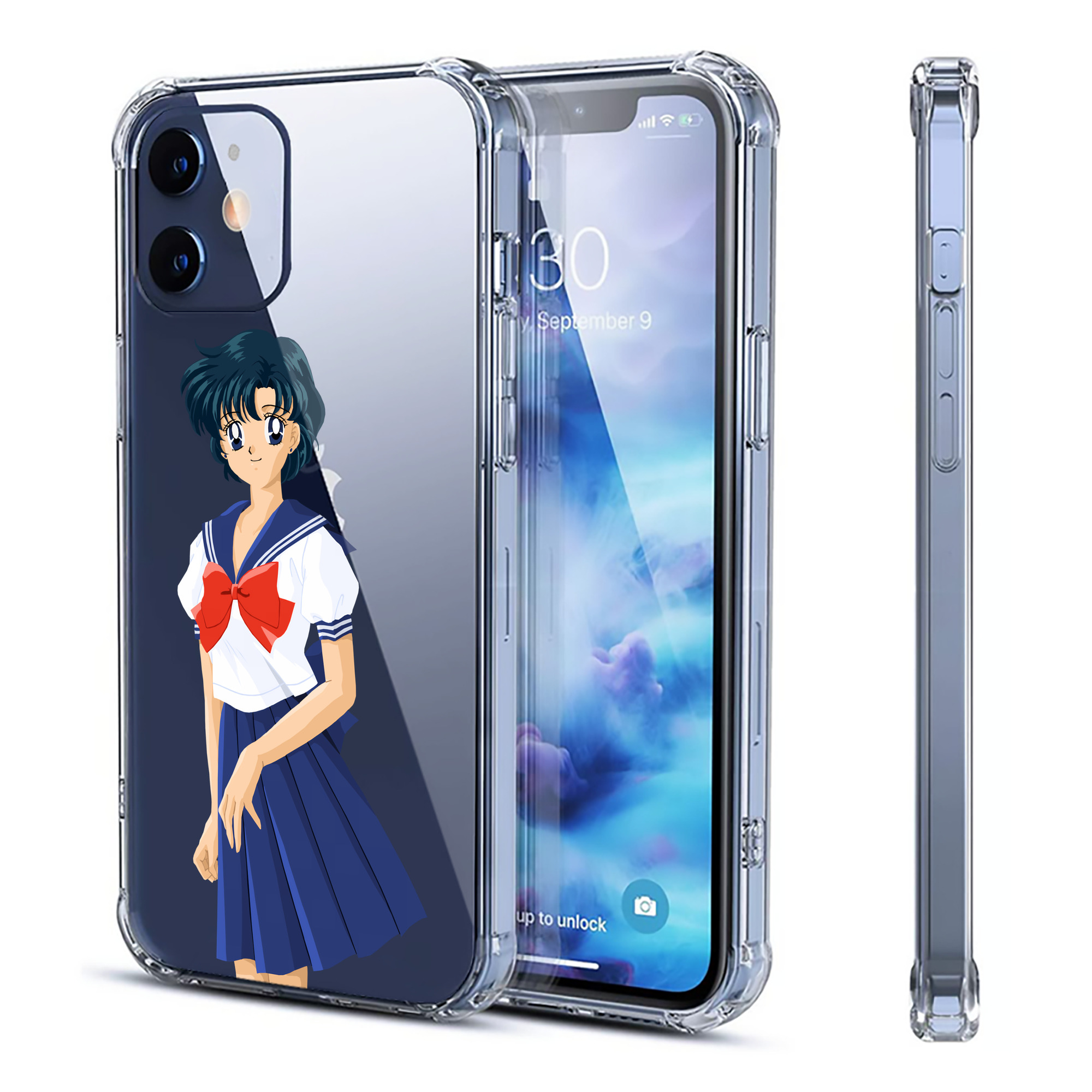 （画像用） 美少女戦士セーラームーン 水野 亜美 みずの あみ Sailor Moon Mizuno Ami 【iPhone 12シリーズ対応】透明スマホケース（クリアソフトケース）